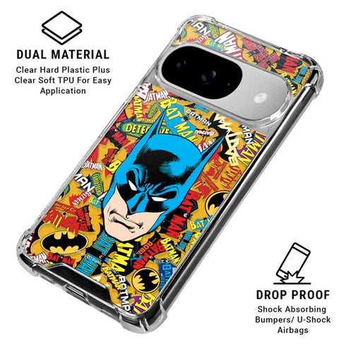 DC Comics Batman Mask Vintage Pattern Google Pixel 10 Clear Case